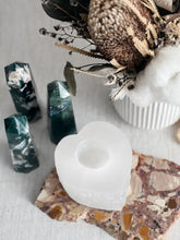Load image into Gallery viewer, Selenite Tealight Candle Holder (Heart)
