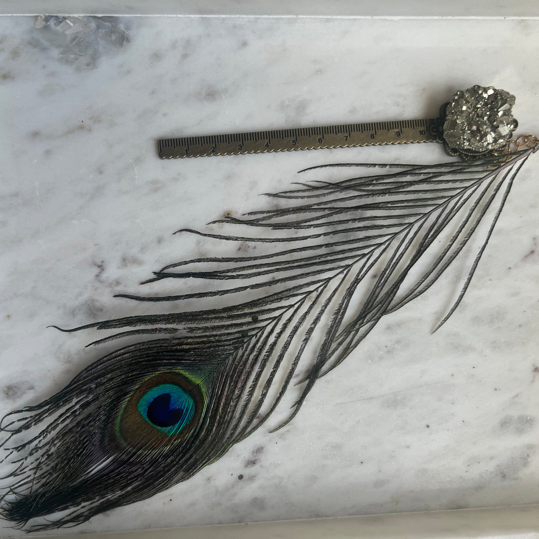 Crystal Bookmarks with Peacock Feather